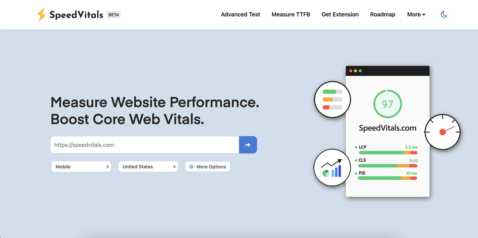 SpeedVitals HomePage Screenshot